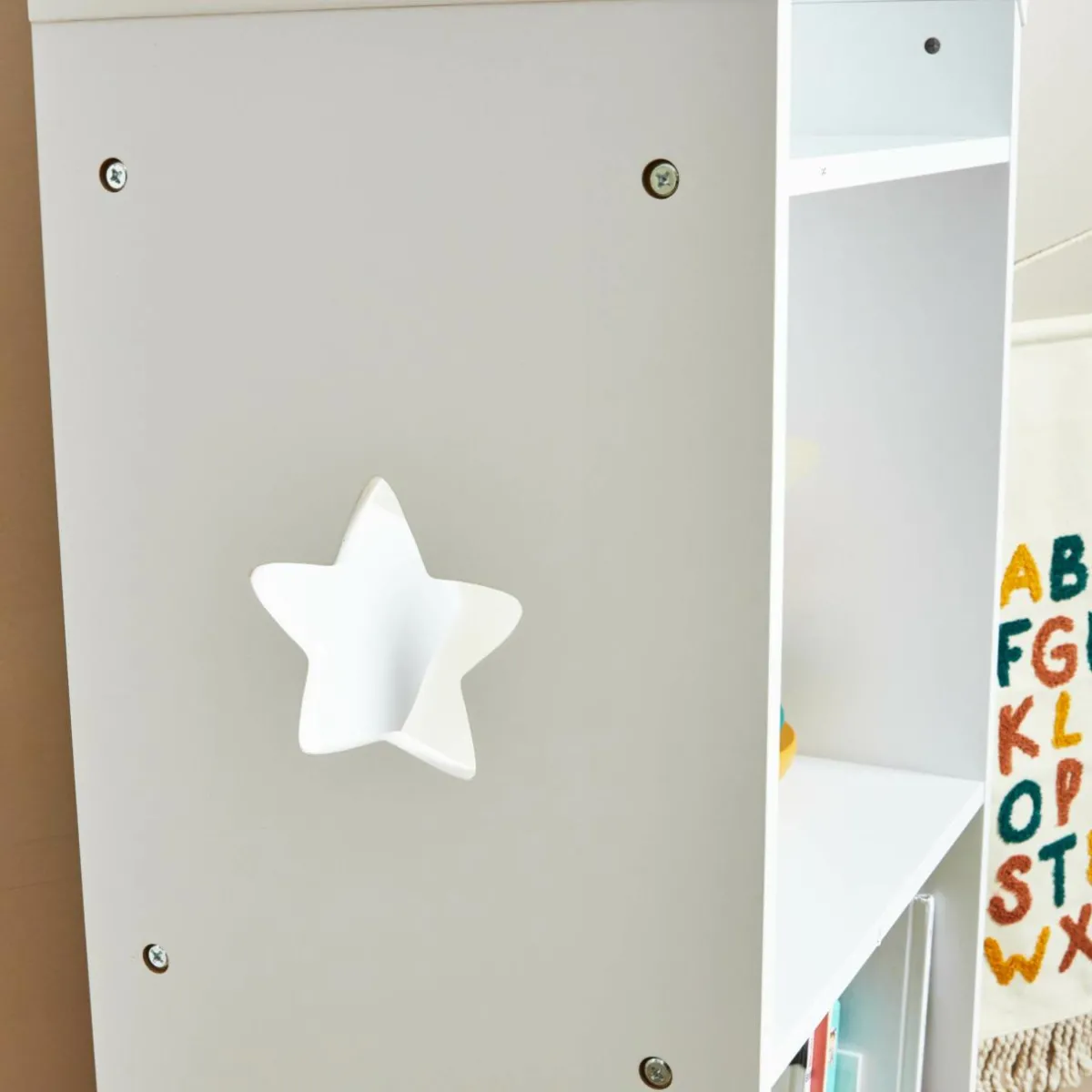 EMINZA Etagère enfant bois 4 niveaux (H154 cm) Stars Blanc New
