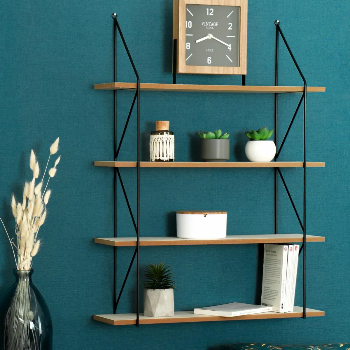 ATMOSPHERA Etagère murale 4 niveaux (60 x H80 cm) Iris Noir Best