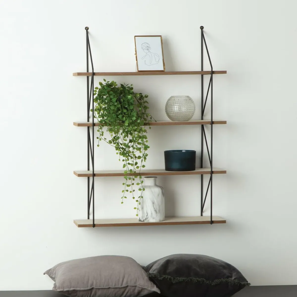 ATMOSPHERA Etagère murale 4 niveaux (60 x H80 cm) Iris Noir Best