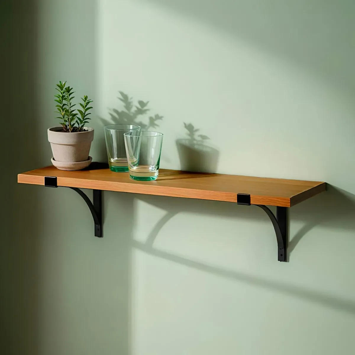 EMINZA Etagère murale en bois et métal (60 cm) Factory et naturel Noir Discount