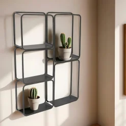 EMINZA Etagère murale en métal 5 niveaux (H 77cm) Rétro Gris Anthracite Sale