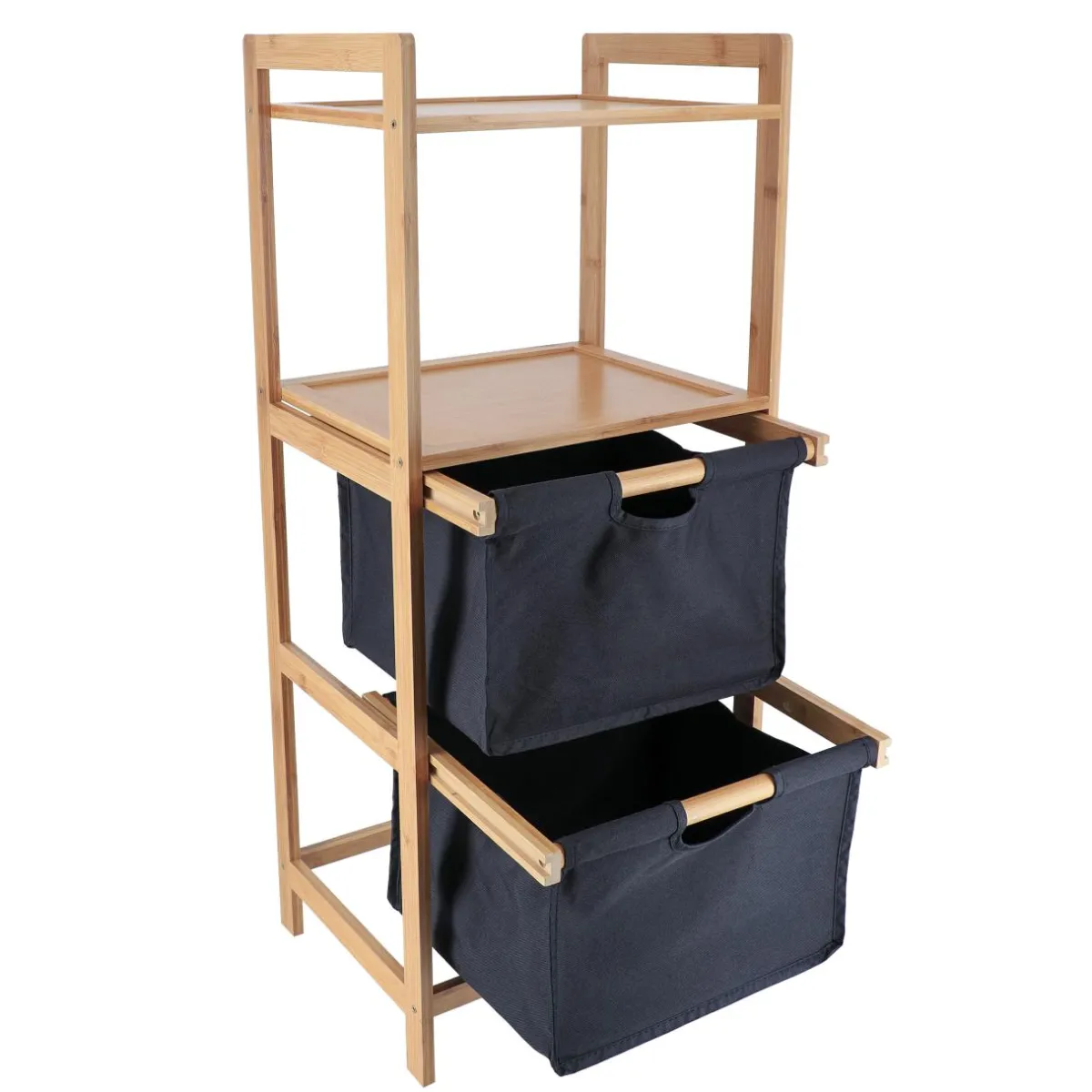 TENDANCE Etagère salle de bain avec paniers 3 niveaux (H90 cm) Purebamboo Noir Outlet