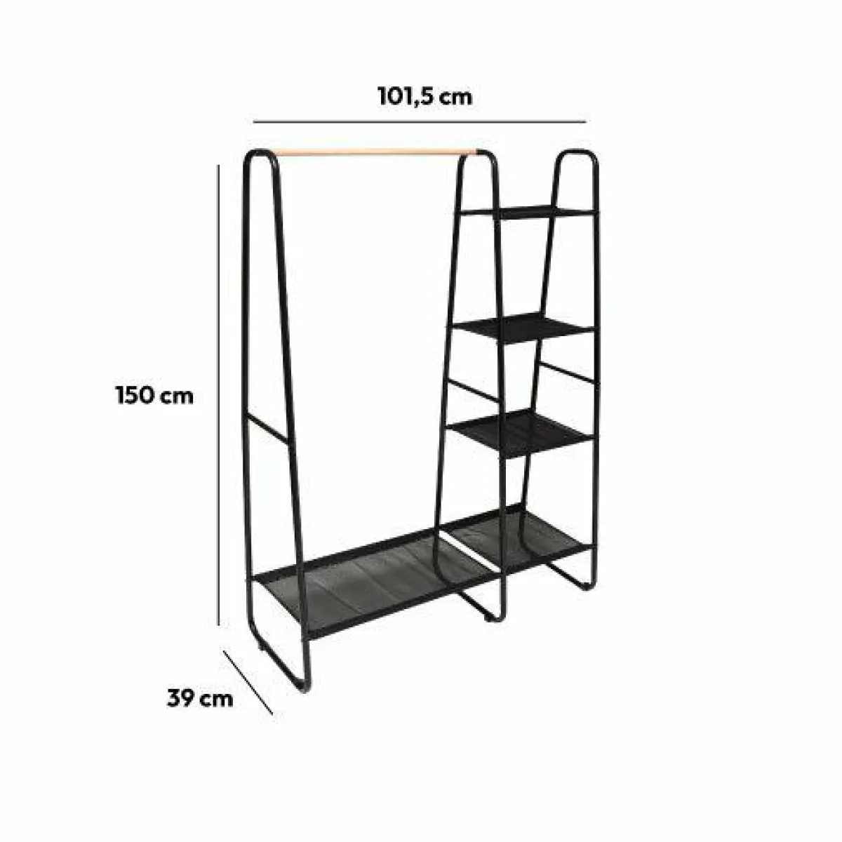 5 Five Simply Smart Etagères et portant à vêtements (H150 cm) Artemis Noir New