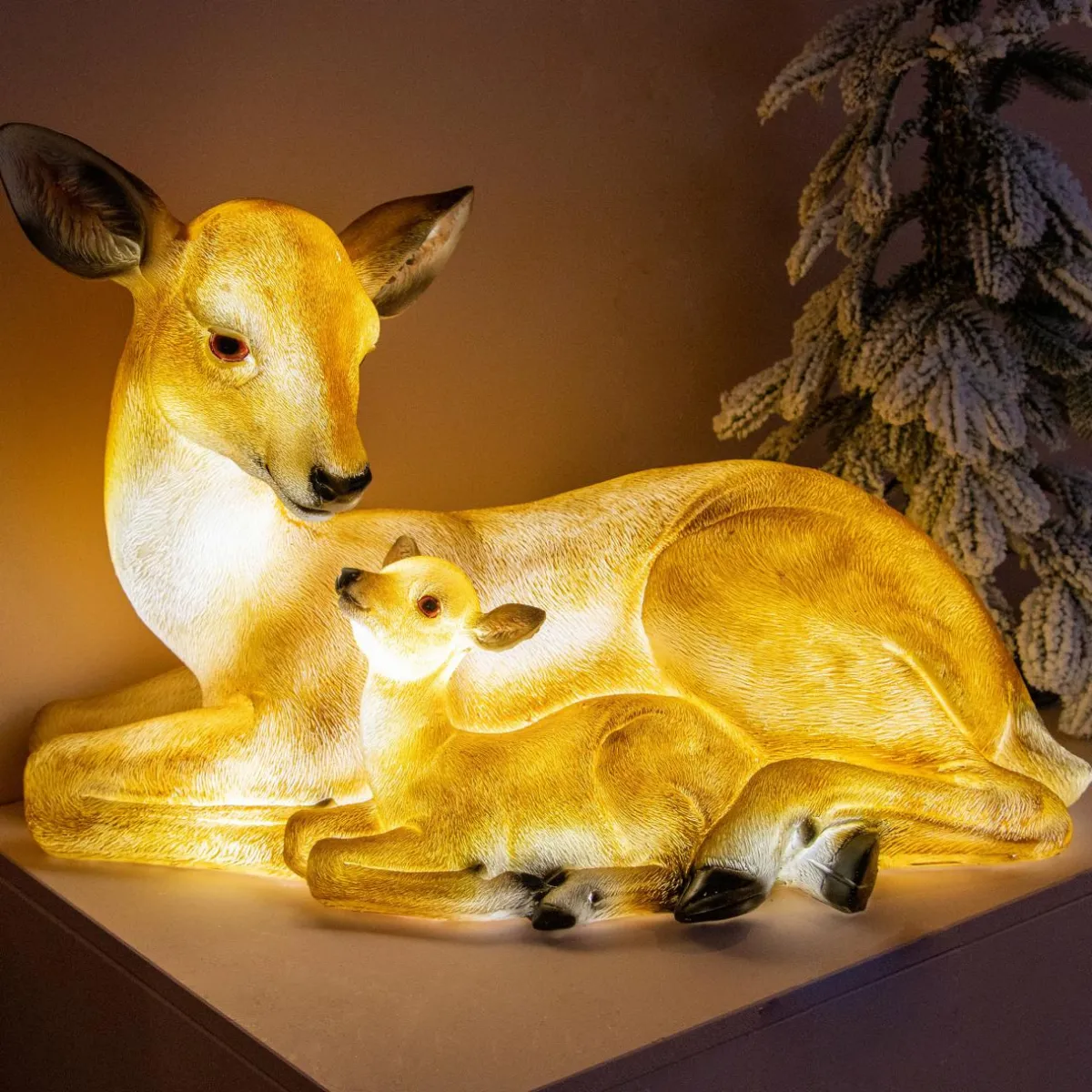 KAEMINGK Famille Faon lumineux fibre de verre 8 LED (H32 cm) Blanc chaud Discount