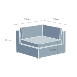 MOBELLIA Fauteuil d'angle de jardin en résine tressée Palma Blanc et gris Tresse Blanc - Gris Hot