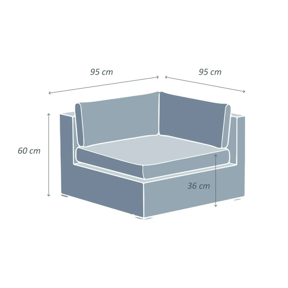 MOBELLIA Fauteuil d'angle de jardin en résine tressée Palma Gris et beige Tresse Gris - Beige Hot