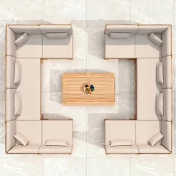 MOBELLIA Fauteuil d'angle de jardin bois d'acacia Bornéo Sable Clearance