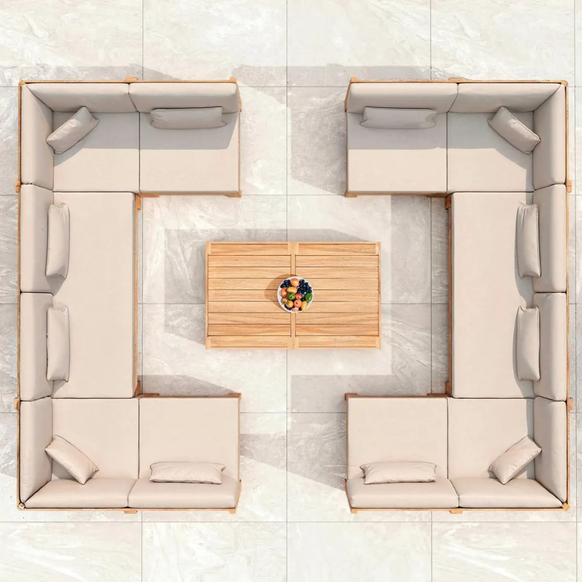 MOBELLIA Fauteuil d'angle de jardin bois d'acacia Bornéo Sable Clearance