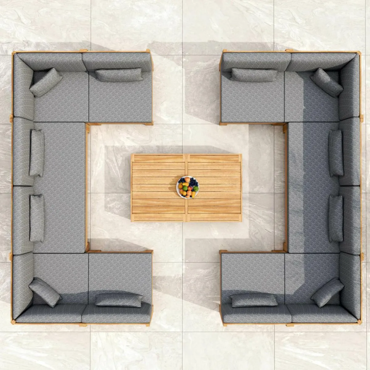 MOBELLIA Fauteuil d'angle de jardin bois d'acacia Bornéo Gris Anthracite