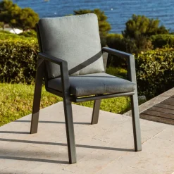 MOBELLIA Fauteuil de jardin aluminium Long Beach Gris Anthracite Discount