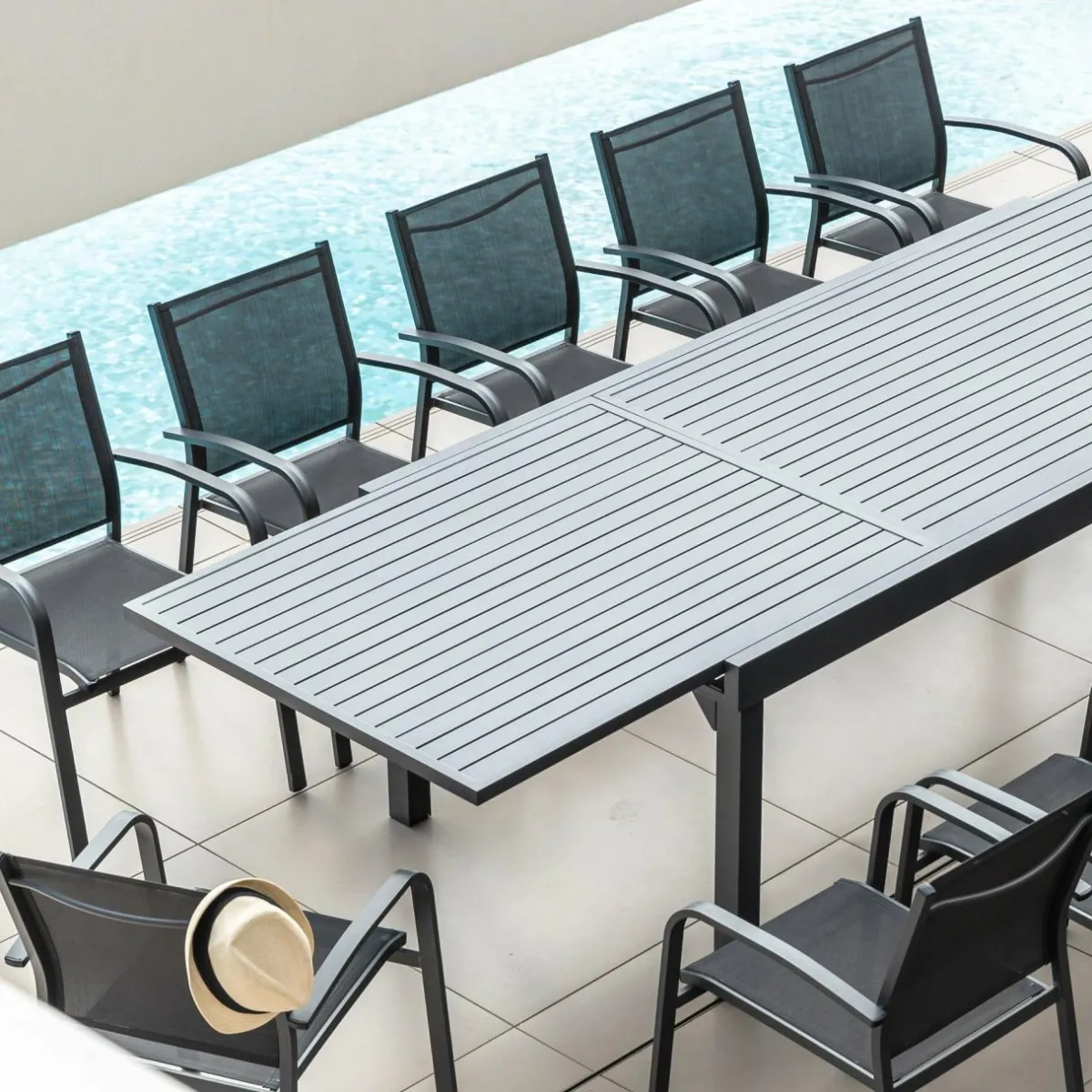 MOBELLIA Fauteuil de jardin aluminium empilable Murano Gris Anthracite Sale