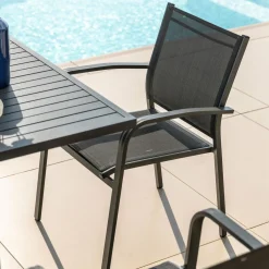 MOBELLIA Fauteuil de jardin aluminium empilable Murano Gris Anthracite Sale