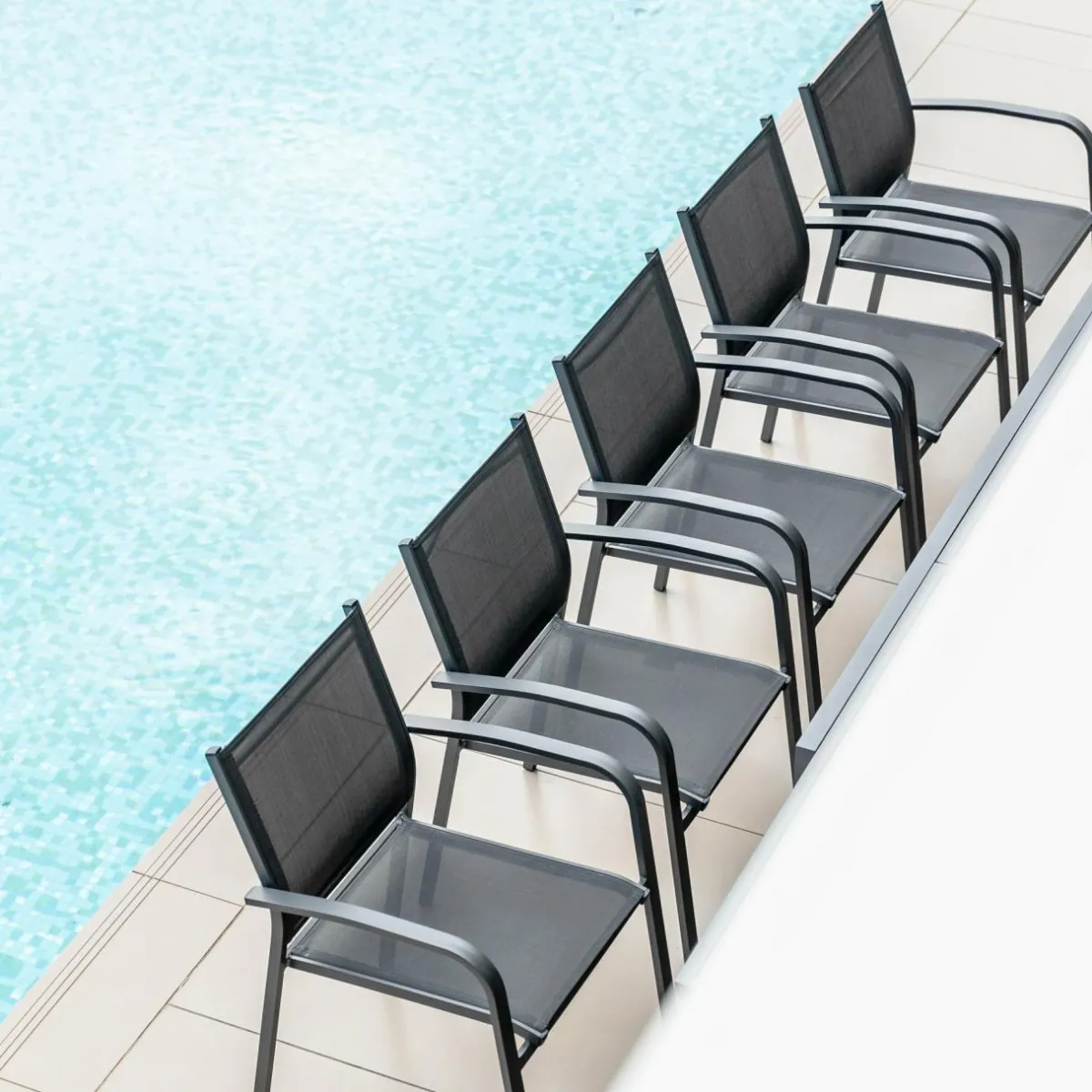 MOBELLIA Fauteuil de jardin aluminium empilable Murano Gris Anthracite Sale