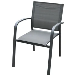 MOBELLIA Fauteuil de jardin aluminium empilable Murano Gris Anthracite Sale