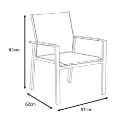 MOBELLIA Fauteuil de jardin aluminium et bois teck empilable Bali Gris Anthracite Best