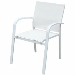 MOBELLIA Fauteuil de jardin aluminium empilable Murano Blanc Hot