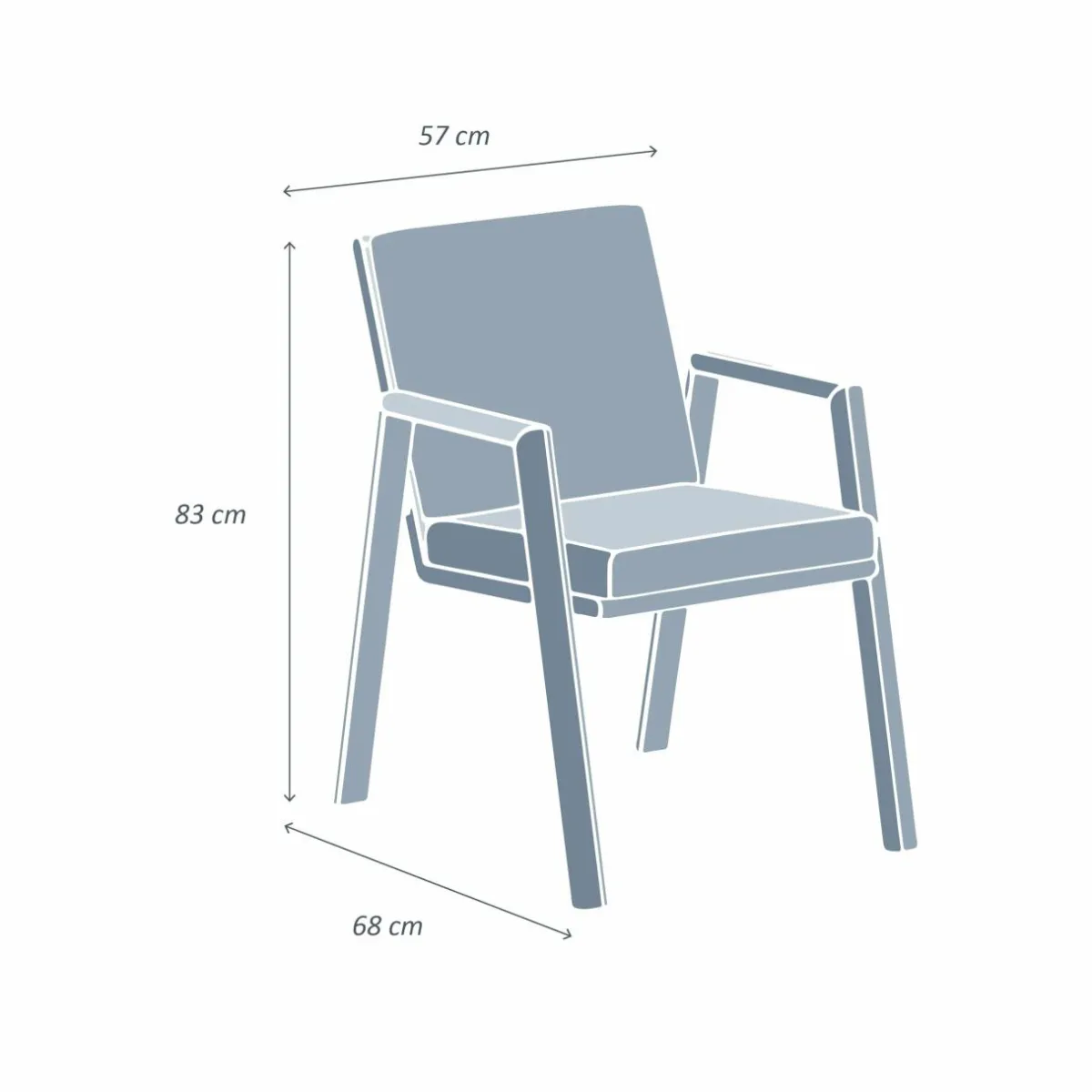 MOBELLIA Fauteuil de jardin aluminium Long Beach cendré Blanc Hot