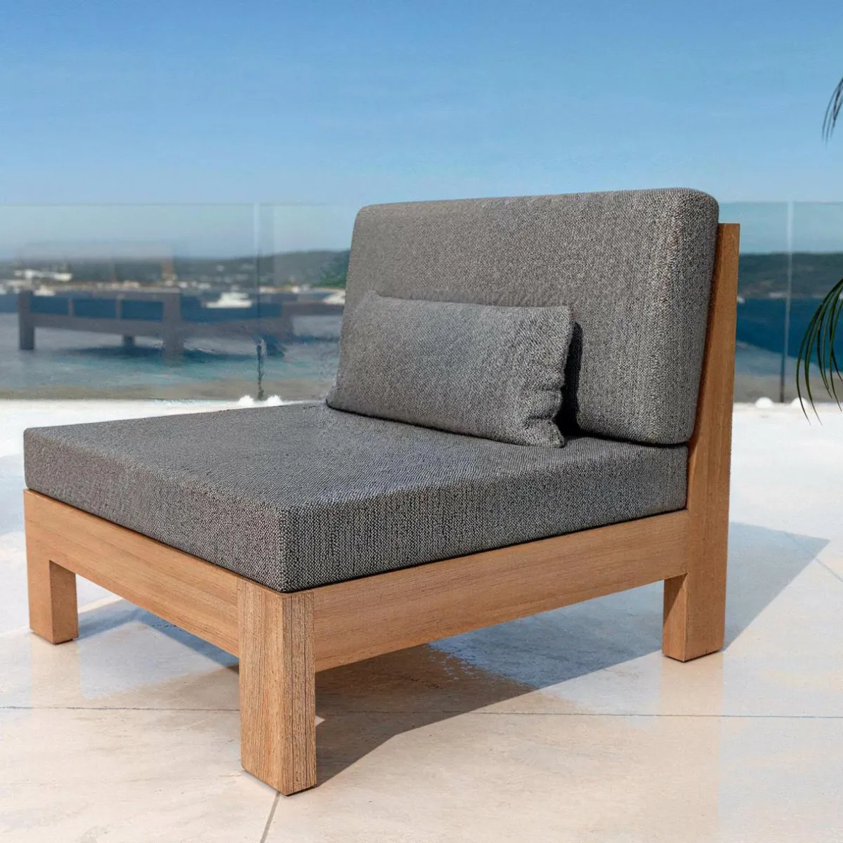 MOBELLIA Fauteuil de jardin bois d'acacia Bornéo Gris Anthracite Sale