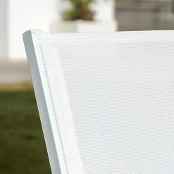 MOBELLIA Fauteuil de jardin dossier haut aluminium empilable Murano Blanc Sale