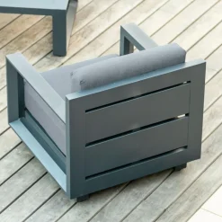 MOBELLIA Fauteuil de jardin détente en aluminium Elba Gris Anthracite New