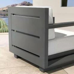 MOBELLIA Fauteuil de jardin détente en aluminium Elba Gris anthracite et gris clair Anthracite - Gris Clair Sale