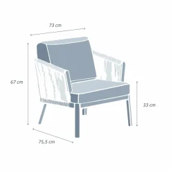 MOBELLIA Fauteuil de jardin détente en aluminium Amalfi Gris anthracite et gris clair Anthracite - Gris Clair Clearance