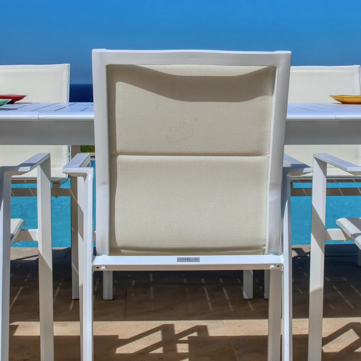 MOBELLIA Fauteuil de jardin empilable aluminium Portofino Blanc Best