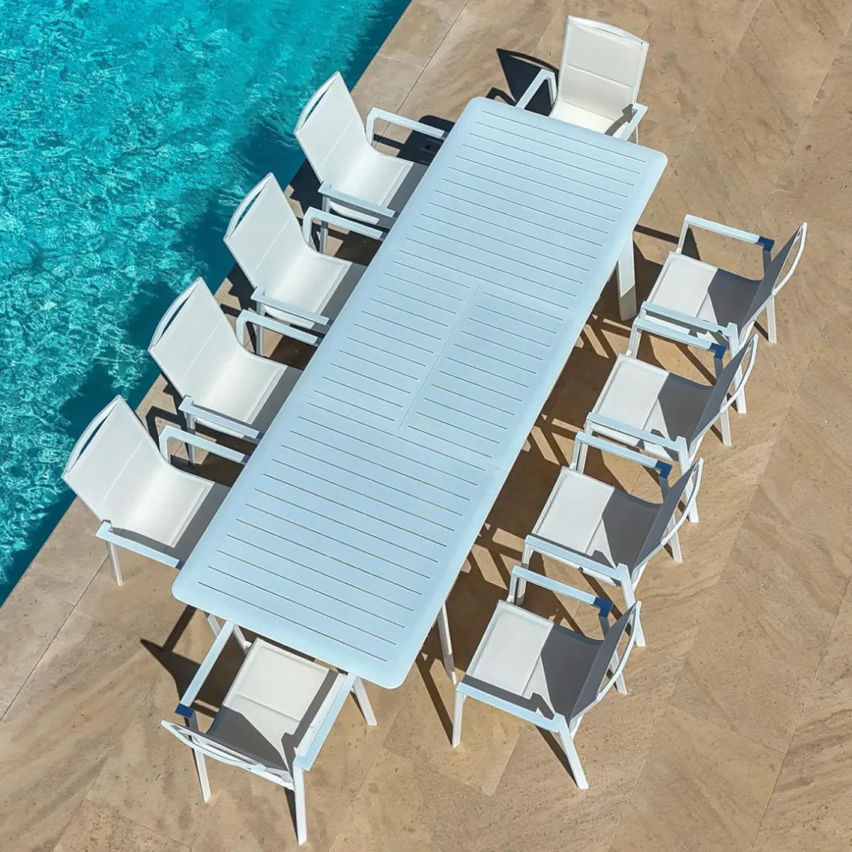 MOBELLIA Fauteuil de jardin empilable aluminium Portofino Blanc Best