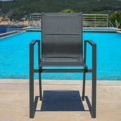 MOBELLIA Fauteuil de jardin empilable aluminium Portofino Gris Anthracite New