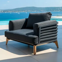 MOBELLIA Fauteuil de jardin en aluminium Monte Carlo Gris Anthracite New