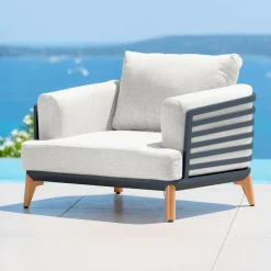 MOBELLIA Fauteuil de jardin en aluminium Monte Carlo Gris anthracite et gris clair Anthracite - Gris Clair Sale