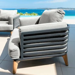 MOBELLIA Fauteuil de jardin en aluminium Monte Carlo Gris anthracite et gris clair Anthracite - Gris Clair Sale