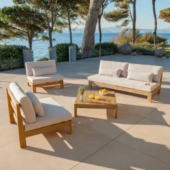 MOBELLIA Fauteuil de jardin en bois d'acacia Bornéo Sable Outlet