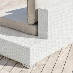 MOBELLIA Fauteuil de jardin en résine tressée Palma Blanc et taupe Tressé Blanc - Taupe Sale