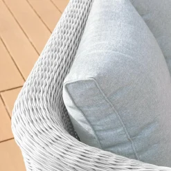 MOBELLIA Fauteuil de jardin en résine tressée Calvi Blanc et gris clair Tressé Blanc - Gris clair Outlet