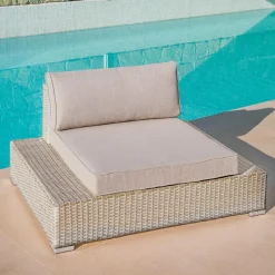 MOBELLIA Fauteuil de jardin en résine tressée Palma Gris et taupe Tressé Gris - Taupe Clearance