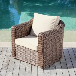 MOBELLIA Fauteuil de jardin en résine tressée Calvi Sépia et beige Tressé Sepia - Beige Best