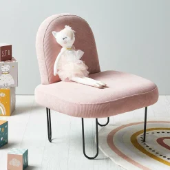 OSTARIA Fauteuil enfant velours (H50 cm) Augustin Rose