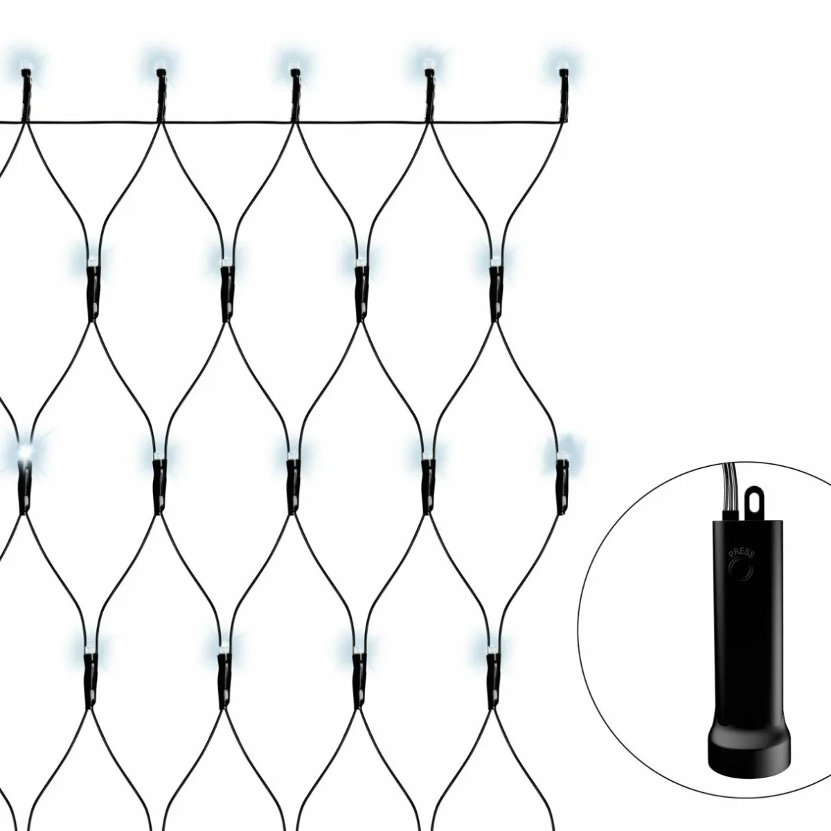 KAEMINGK Filet lumineux à piles 1,80 m 192 LED Durawise Blanc froid New