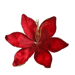 Fleur décorative en polyester (D23 cm) Amaryllis en velours Rouge Sale