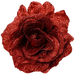 KAEMINGK Fleur décorative sur pince (D12 cm) Scintillant Rouge New