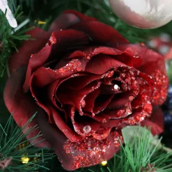 KAEMINGK Fleur décorative sur pince (D8,5 cm) pailletée Bordeaux Hot