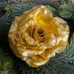 KAEMINGK Fleur décative sur pince (D14 cm) Rosace Or Best
