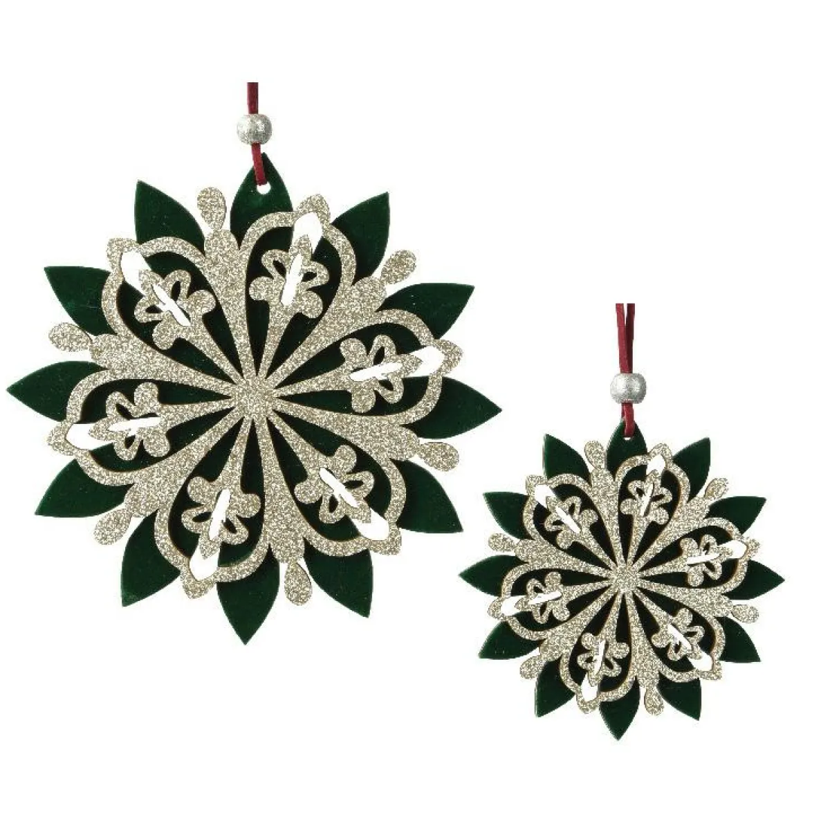 KAEMINGK Flocon de neige à suspendre (D15 cm) Chic pailleté Vert New