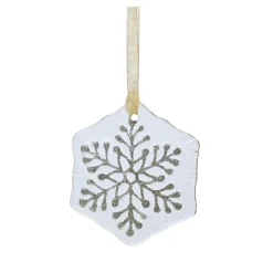 KAEMINGK Flocon de neige en verre (D7 cm) Chamonix pailleté Blanc Clearance