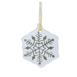 KAEMINGK Flocon de neige en verre (D7 cm) Argentière pailleté Blanc Sale