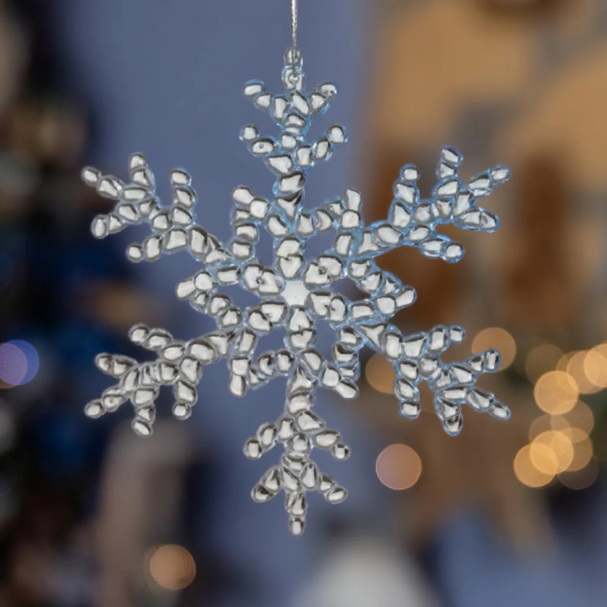 KAEMINGK Flocon de Noël à suspendre (H15 cm) Givré Transparent Bleu Ciel Clearance