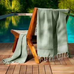 Fouta coton recyclé (100 x 200 cm) Beach Vert kaki Outlet