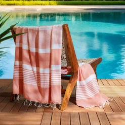 Fouta coton recyclé (200 x 200 cm) Summer Corail Orange New