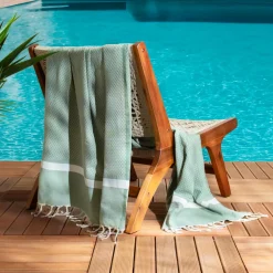 Fouta coton recyclé (100 x 200 cm) Selma Vert kaki Sale